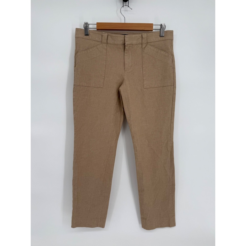 Banana Republic Sloan Fit Pants Womens Sz 6 Khaki Tan Textured Slim Straight Leg